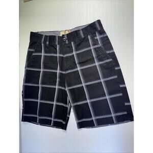 Ocean Pacific OP Black Plaid Shorts Casual Golf Flat Front Men's Size 36